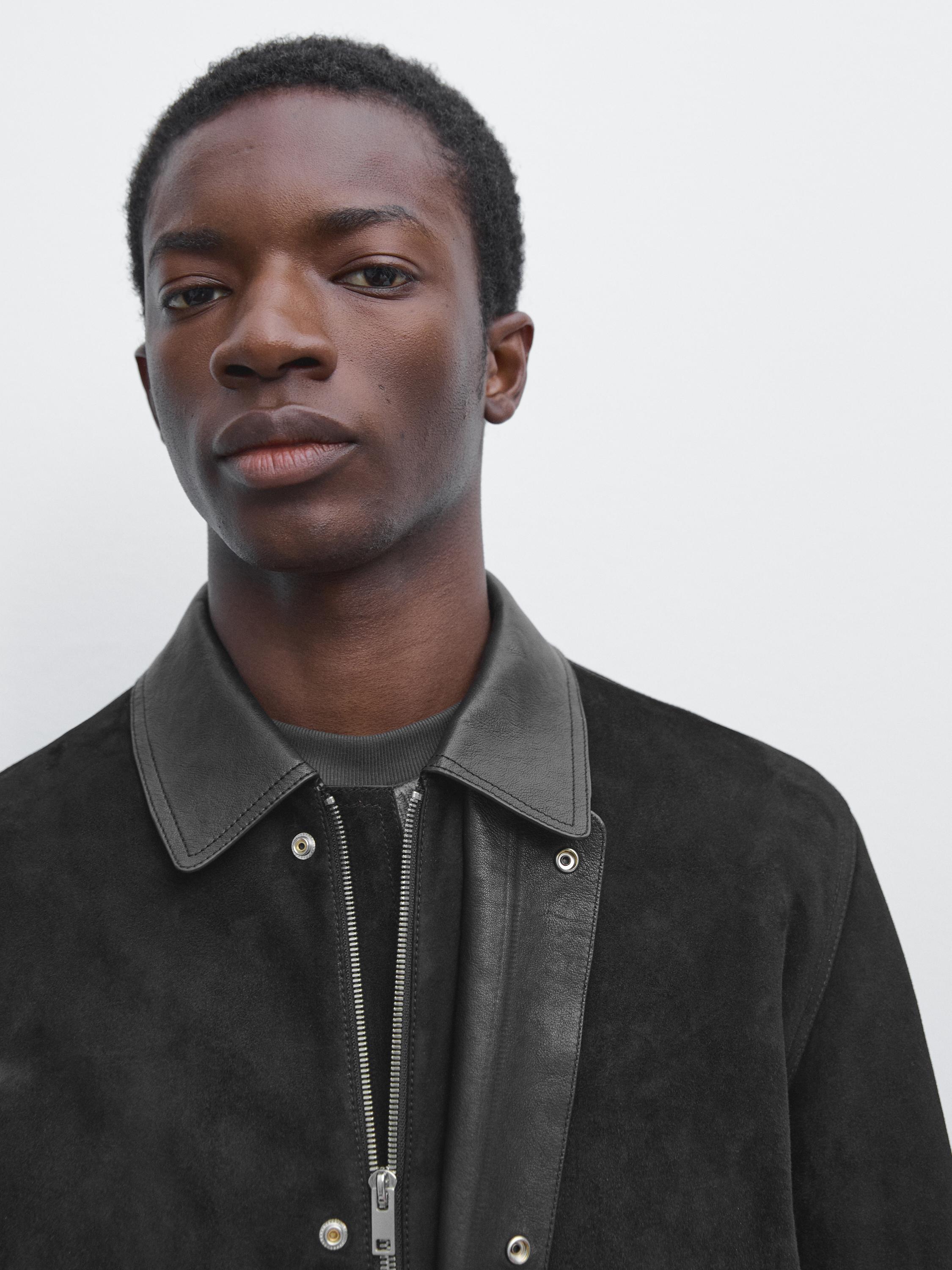 Jacket with suede pockets detail